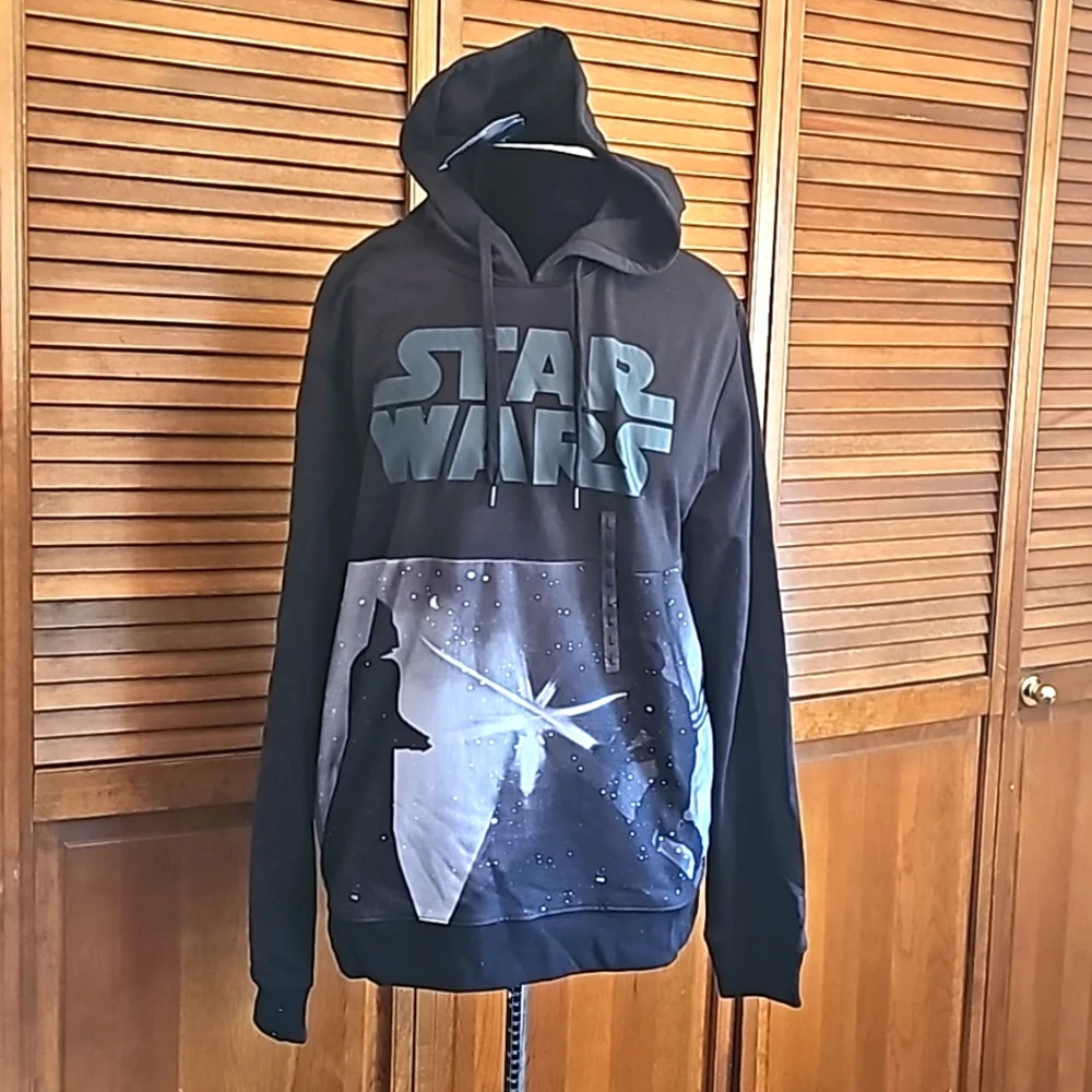 NWT Disney Star Wars Hooodie Sweater Epic Light Saber Battle front pockets - Picture 2 of 8